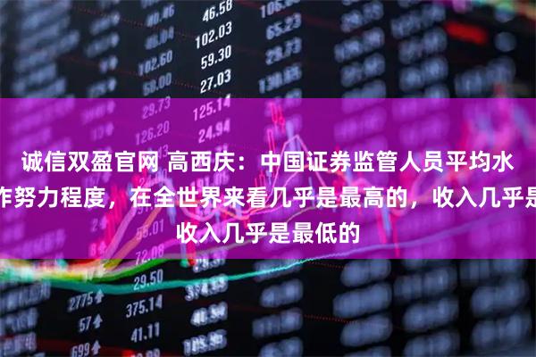 诚信双盈官网 高西庆：中国证券监管人员平均水平和工作努力程度，在全世界来看几乎是最高的，收入几乎是最低的
